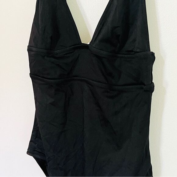 J.Crew Heritage Triangle Plunge Tank One Piece Swimsuit Black 4 - Picture 3 of 12
